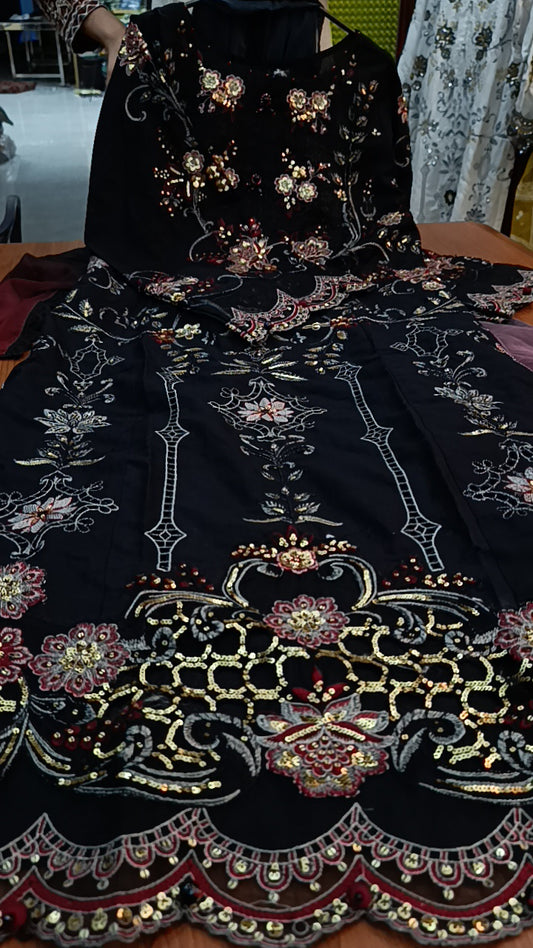 3pc Veronica black cotton lawn