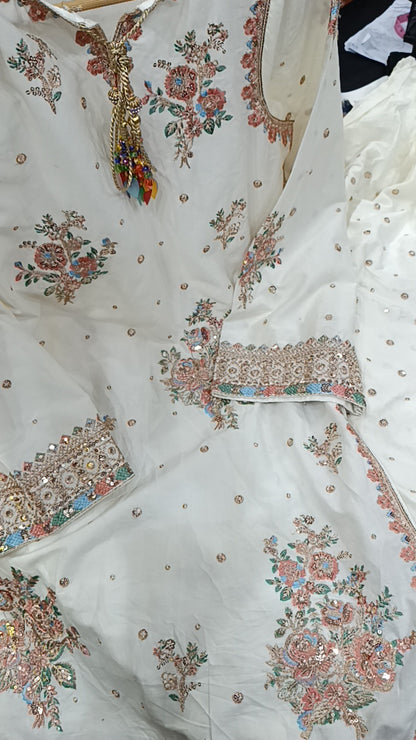 2pc White Haleema Farshi set